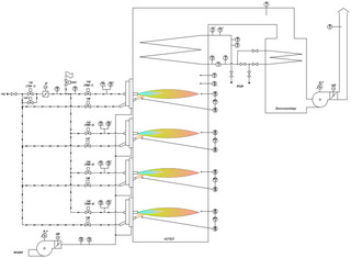 Водогрейный котёл с четырьмя горелками
